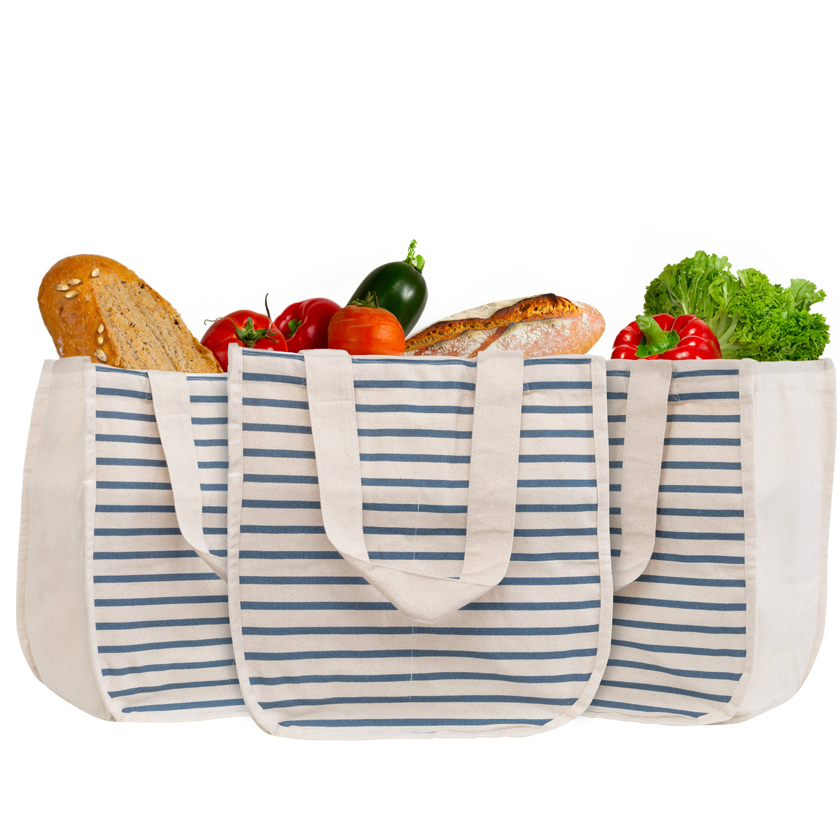 Organic Cotton Canvas Grocery Tote Bag with Bottle Sleeves