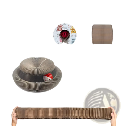 Cat Scratching Board Organ Toy with Bell Ball | Corrugated Cardboard | Changeable Shape | Brown
