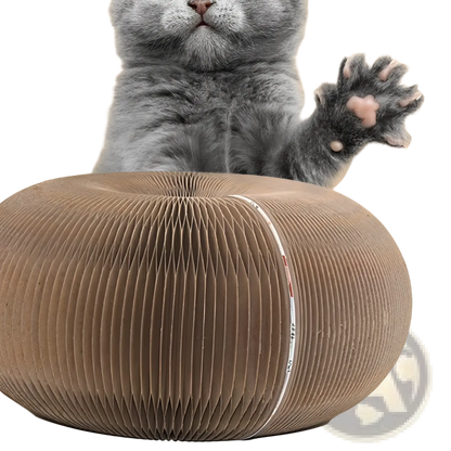 Cat Scratching Board Organ Toy with Bell Ball | Corrugated Cardboard | Changeable Shape | Brown