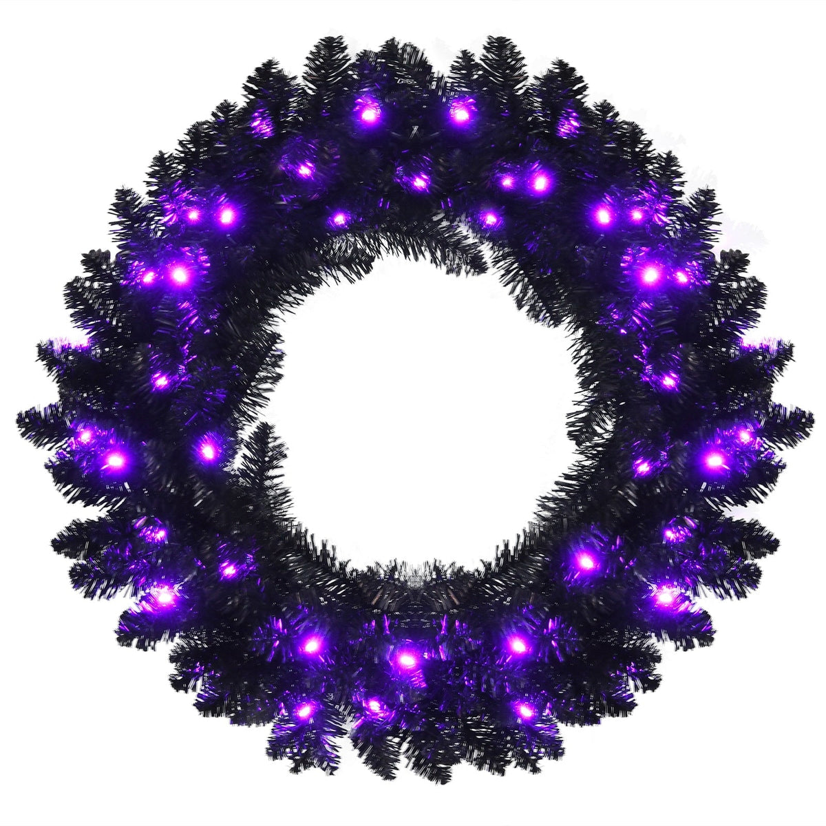 24" Pre-lit Halloween Wreath with 35 Purple LED Lights
