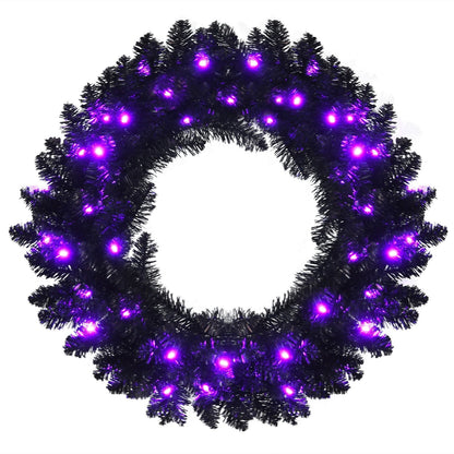24" Pre-lit Halloween Wreath with 35 Purple LED Lights