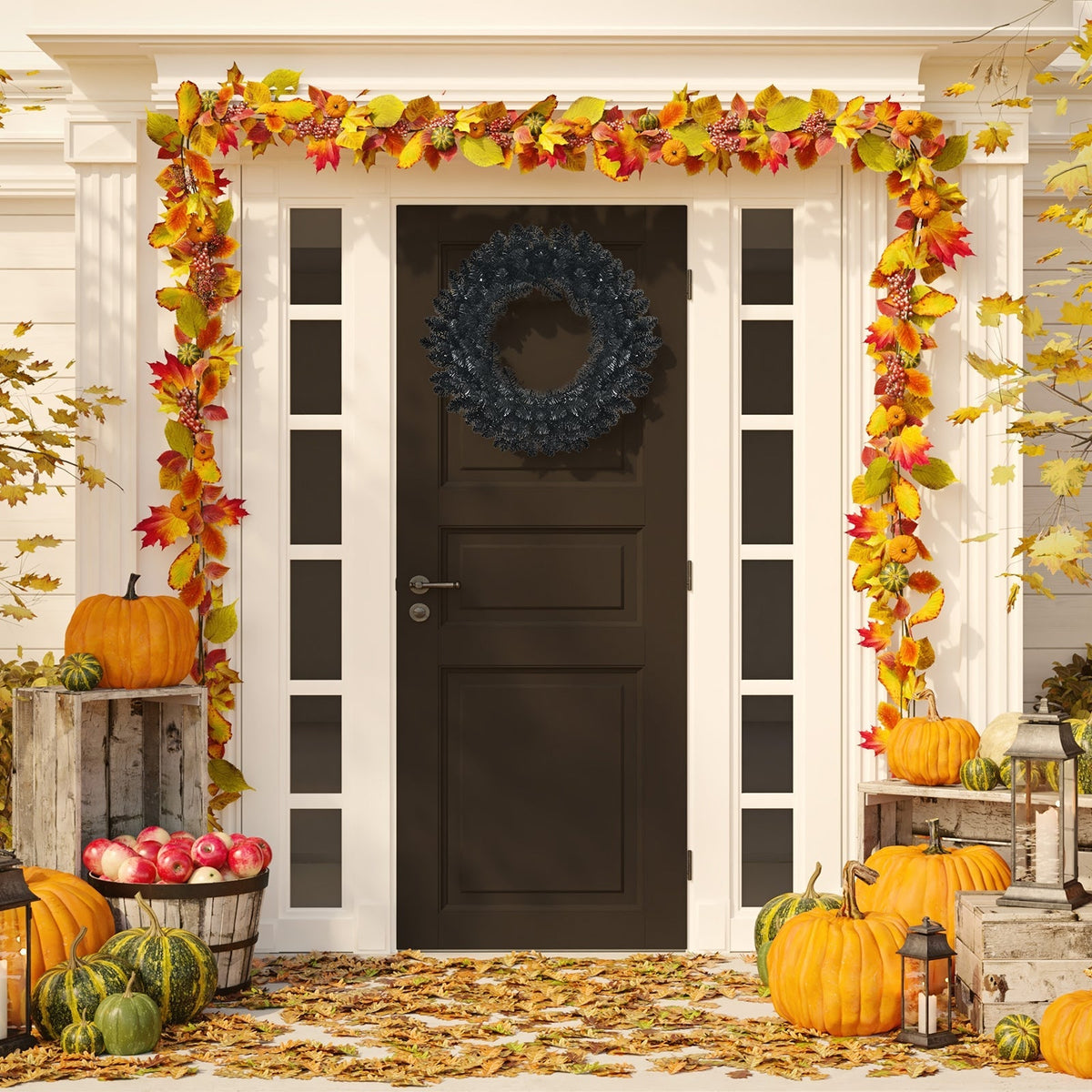 24" Pre-lit Halloween Wreath with 35 Purple LED Lights