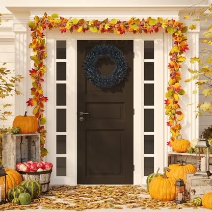 24" Pre-lit Halloween Wreath with 35 Purple LED Lights