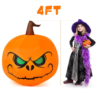 4 Feet Halloween Inflatable Pumpkin with Built-In LED Light