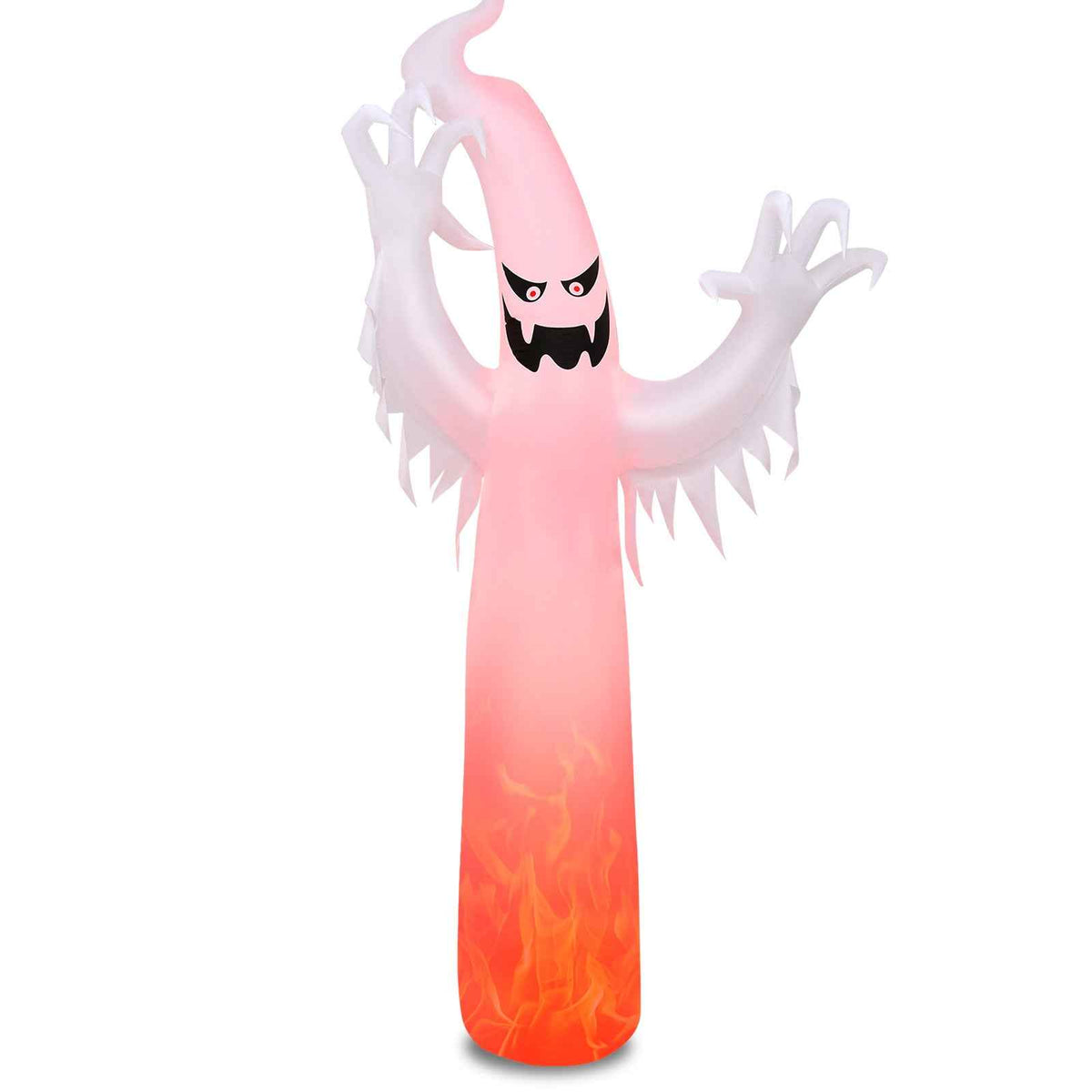12 Feet Halloween Inflatable Ghost with LED Flame Lights