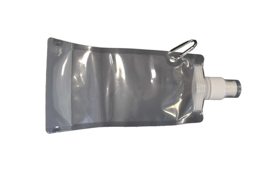 Portable water filter pouch with outlet tube and hanging clip