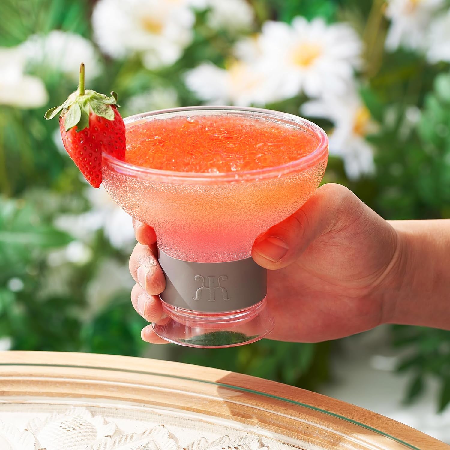 Khen Barcelona Frozen Margarita & Cocktail Chiller Glasses | Set of 2 | 12oz | Double-Wall | Acrylic - Niksstuff