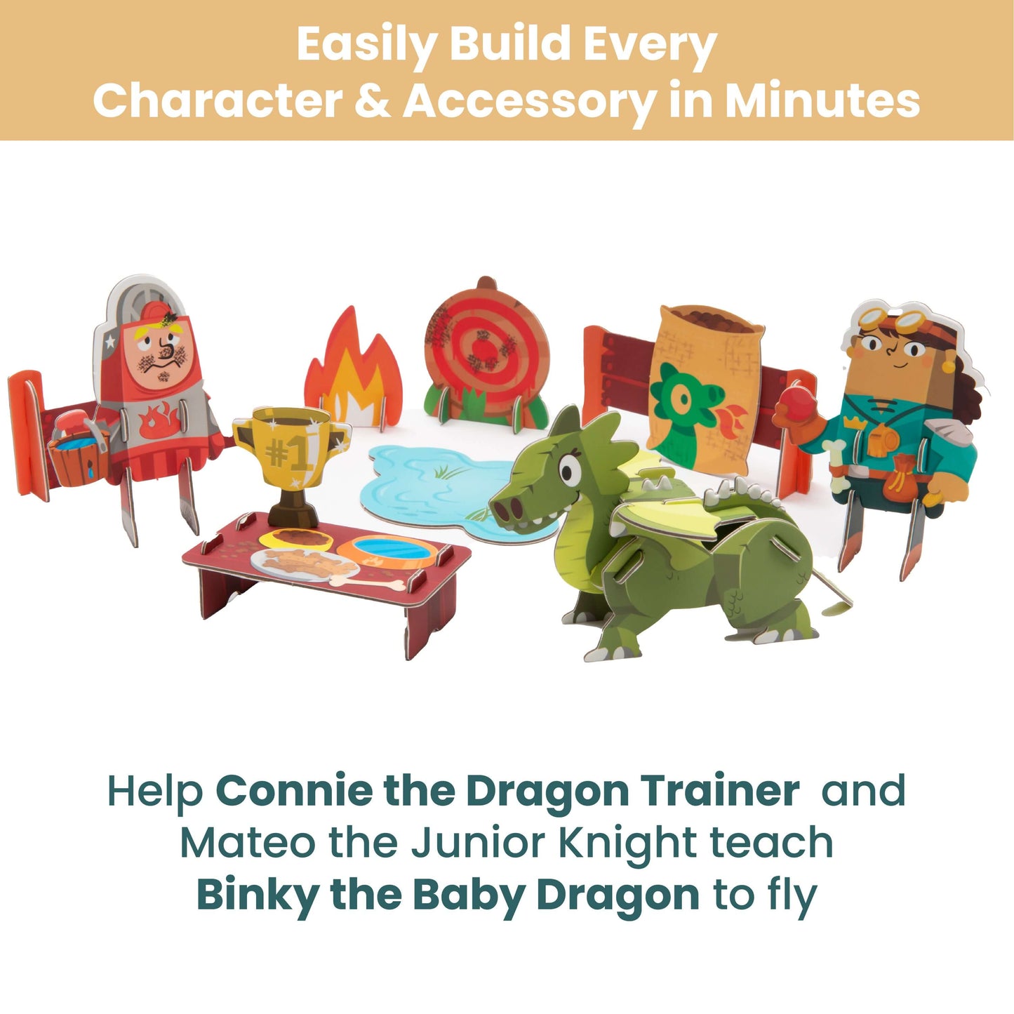 Dragon Trainer | Curious Kingdom Buildable Playset | Playper | 3 Characters | 9 Accessories | Ages 3+ - Niksstuff
