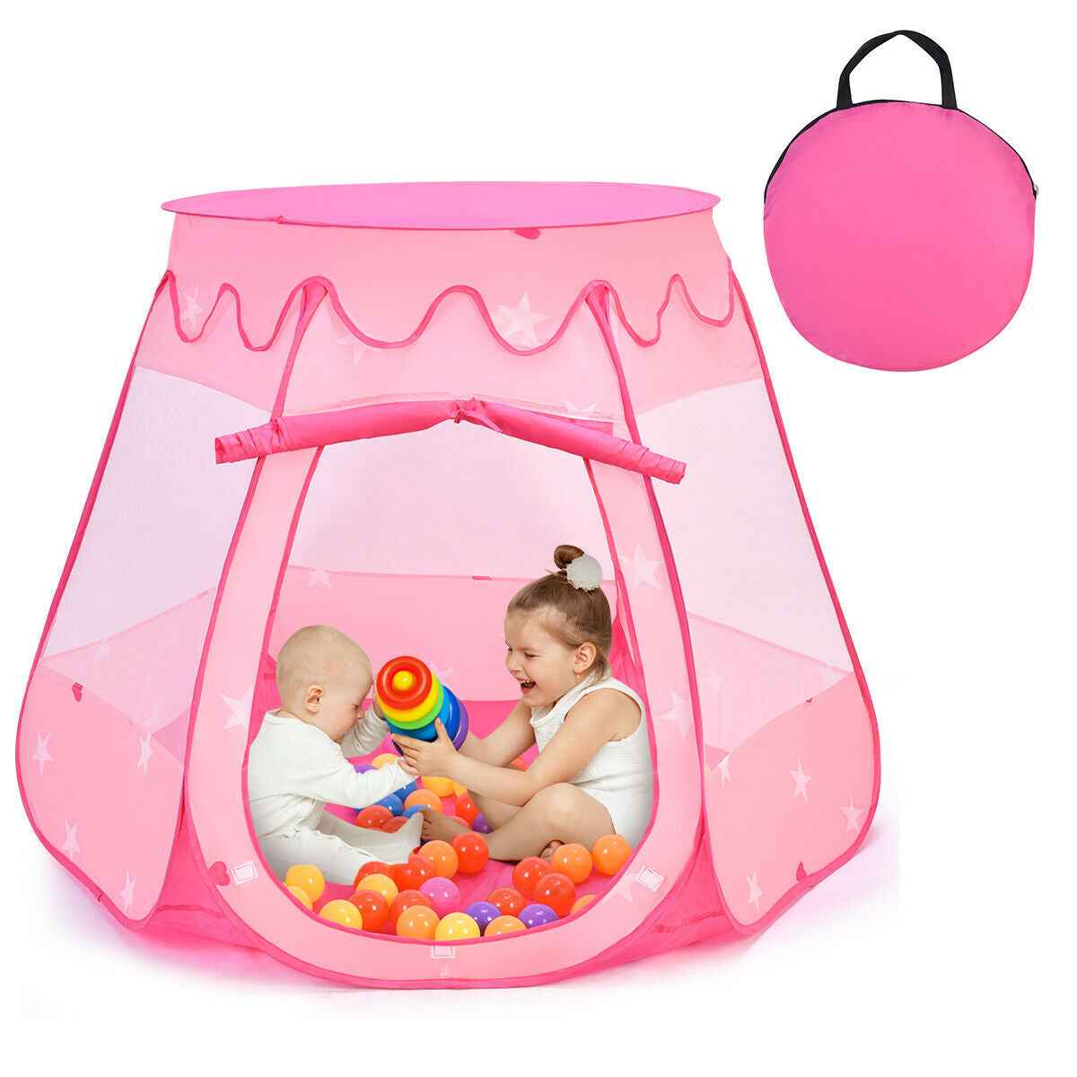 Kids Pop-Up Play Tent with 100 Balls, Mesh Windows and Carry Bag