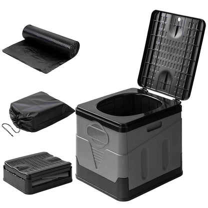 Portable Camping Toilet – Foldable, 330 lb Capacity | Lid, Trash Bags & Carry Bag Included | Camping, Boating & Travel