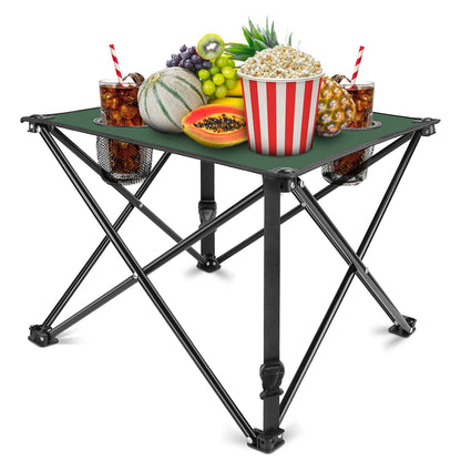LakeForest Folding Camping Table with 2 Cup Holders – 600D Oxford, 44 lb Capacity | 18.5"x18.5" | 2.2 lbs | 1-Pc & 2-Pc Sets