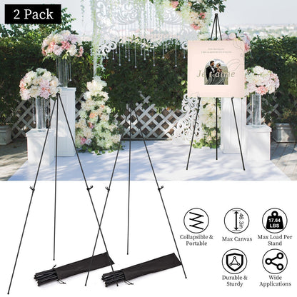 2-Pack 61" Collapsible A-Frame Easel Stands with Carry Bags