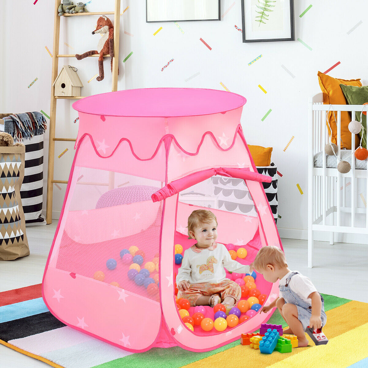 Kids Pop-Up Play Tent with 100 Balls, Mesh Windows and Carry Bag