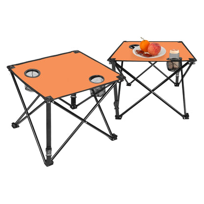 LakeForest Folding Camping Table with 2 Cup Holders – 600D Oxford, 44 lb Capacity | 18.5"x18.5" | 2.2 lbs | 1-Pc & 2-Pc Sets