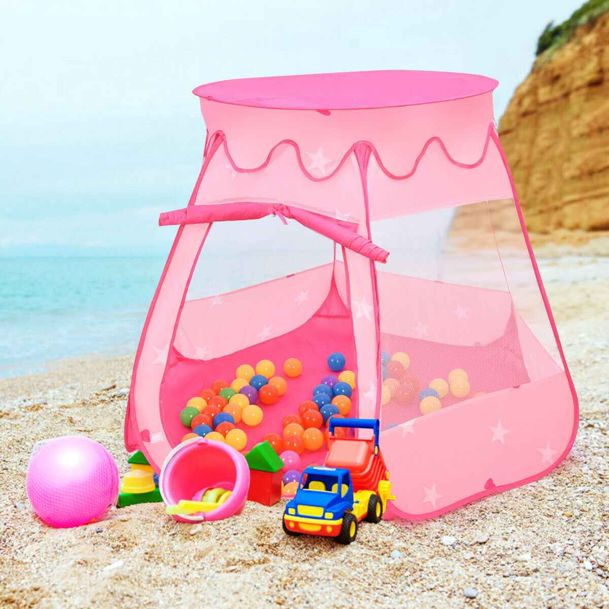 Kids Pop-Up Play Tent with 100 Balls, Mesh Windows and Carry Bag