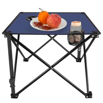 LakeForest Folding Camping Table with 2 Cup Holders – 600D Oxford, 44 lb Capacity | 18.5"x18.5" | 2.2 lbs | 1-Pc & 2-Pc Sets