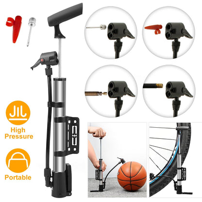 Gbruno Mini Bike Pump - Aluminum Portable Tire Inflator with Mount
