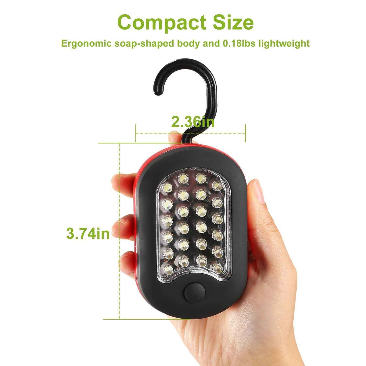 Compact LED Work Light – 27 LEDs, 100 Lumens | Magnetic Base & 360° Rotatable Hook | Camping, Repairs & Emergency