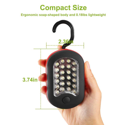 Compact LED Work Light – 27 LEDs, 100 Lumens | Magnetic Base & 360° Rotatable Hook | Camping, Repairs & Emergency