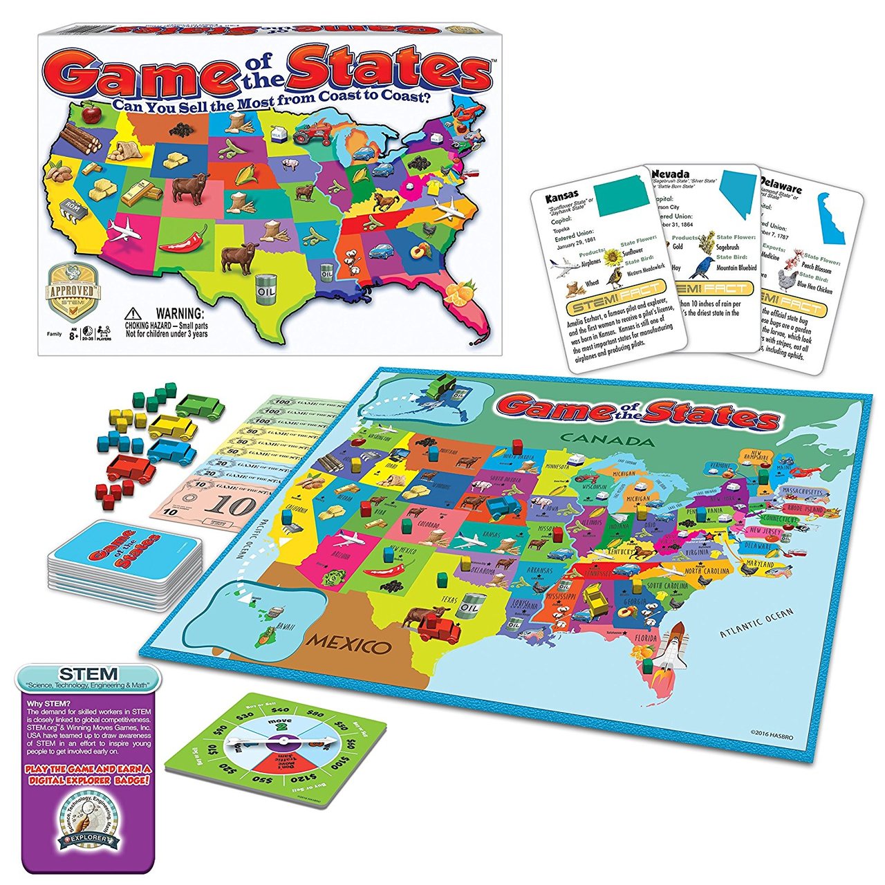 Game of the States – Educational US Geography Board Game | 2-4 Players, Ages 8+