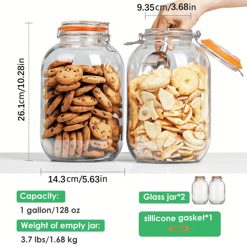 4-Pack 1-Gallon Glass Mason Jars Airtight Hinged
