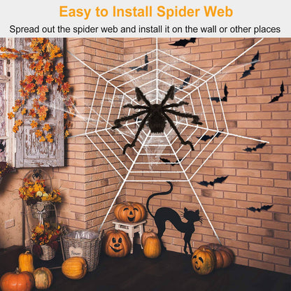 49-Inch Giant Halloween Hairy Spider with 126-Inch Stretchable Web