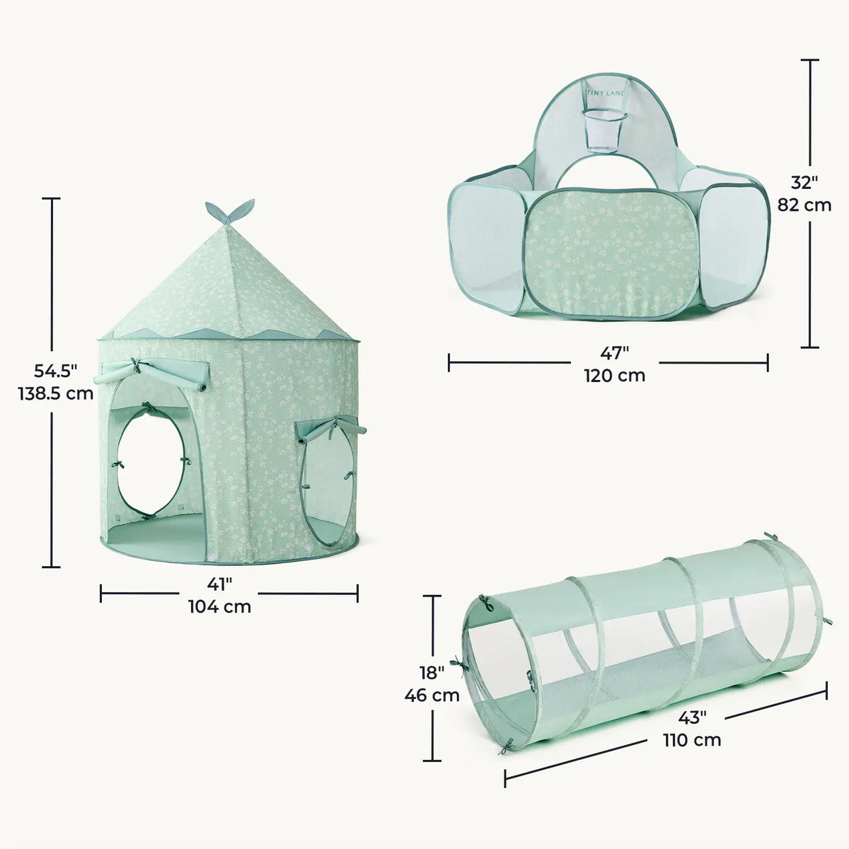 Tiny Land 3-in-1 Play Tunnel, Tent and Ball Pit Set