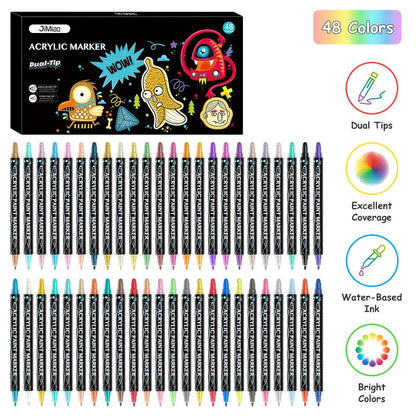 48-color dual-tip acrylic paint marker set with 48 assorted markers and color lineup.