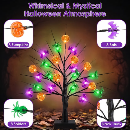 LJG 1.97ft Lighted Halloween Trees with Timer - 2 Pack