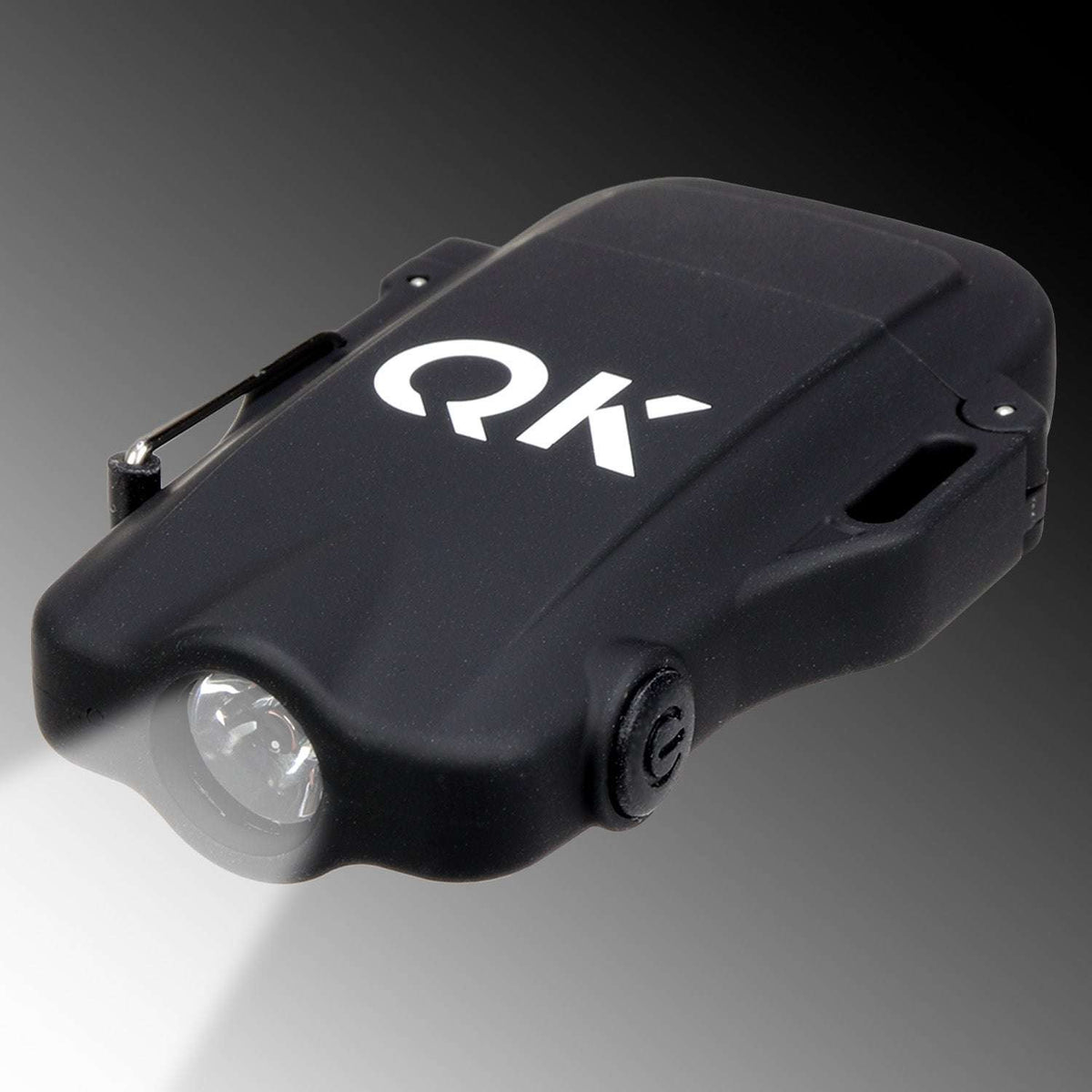 Quake Kits plasma lighter with flashlight, close-up front light and RK emblem