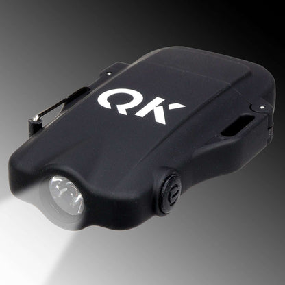 Quake Kits plasma lighter with flashlight, close-up front light and RK emblem