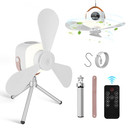 Rechargeable Tent Ceiling Fan with LED Light & Remote