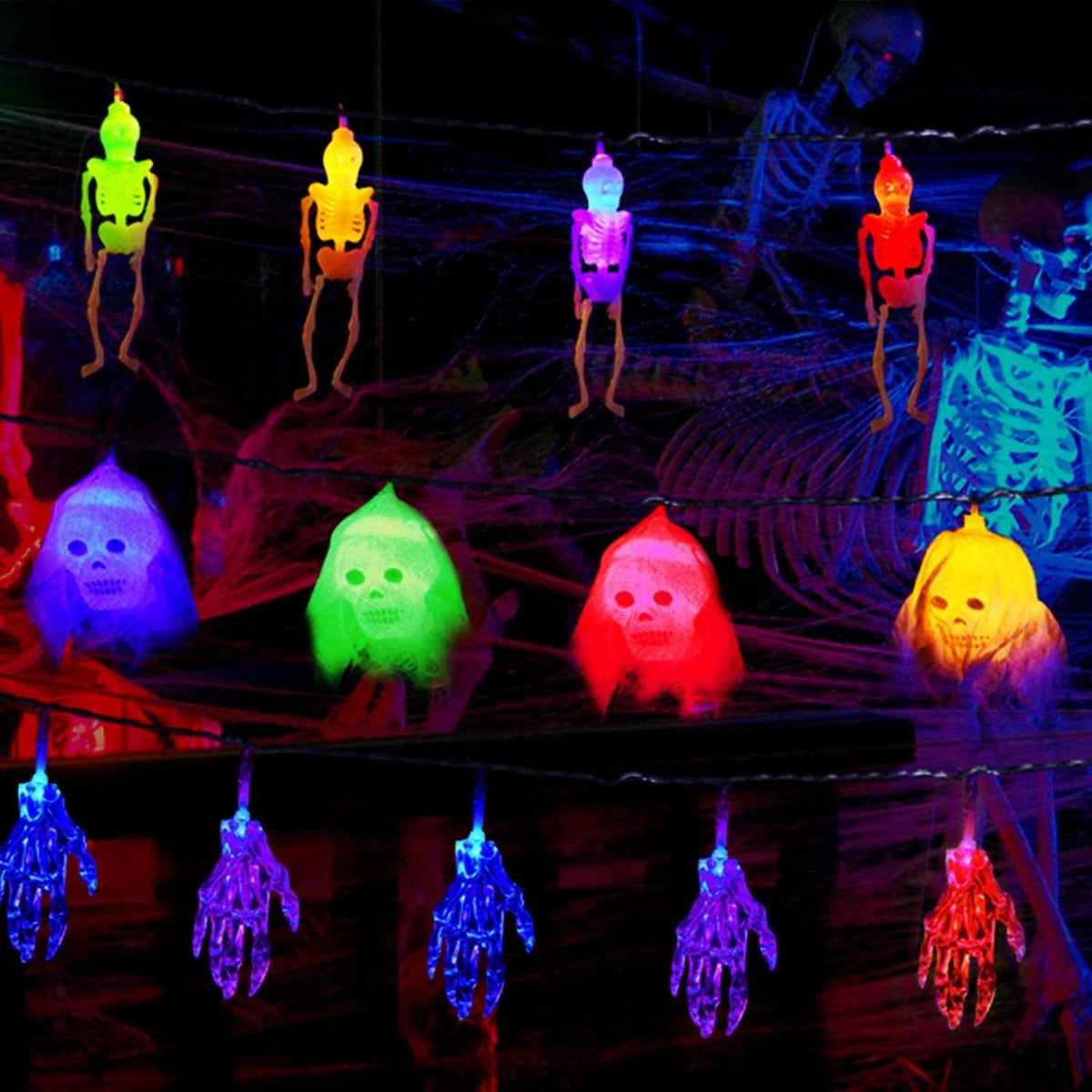 LJG 3-Piece Halloween LED String Lights - 24ft 50 LEDs Colorful