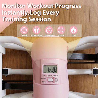 Close-up of the stepper's LCD monitor displaying workout tracking functions