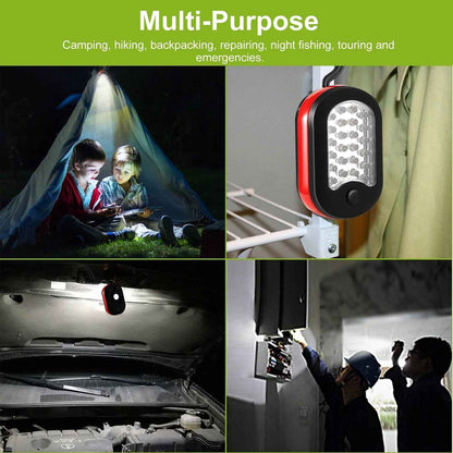 Compact LED Work Light – 27 LEDs, 100 Lumens | Magnetic Base & 360° Rotatable Hook | Camping, Repairs & Emergency