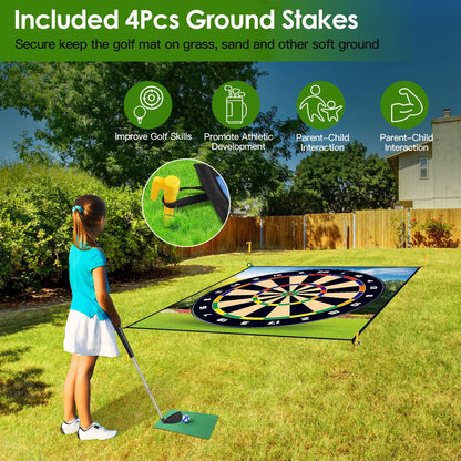 Golf Chipping Dart Game Mat Set with Sticky Balls and Carry Bag