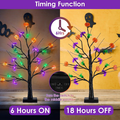 LJG 1.97ft Lighted Halloween Trees with Timer - 2 Pack
