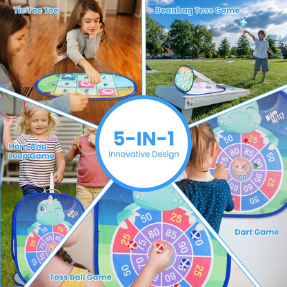 GBruno 5-in-1 Bean Bag Toss Game – Dinosaur & Unicorn