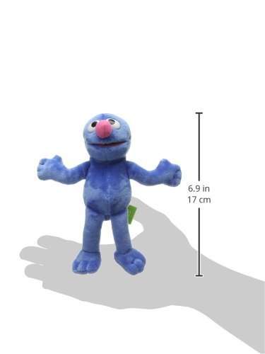 Sesame Street Grover blue plush, shown with a 6.9-inch height measurement