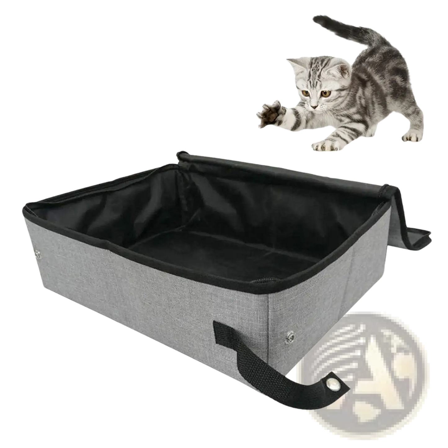 Foldable Waterproof Cat Litter Box | 600D Fabric | Black or Grey | S, M or L