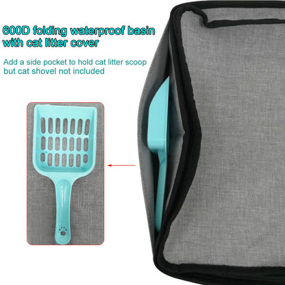 Foldable Waterproof Cat Litter Box | 600D Fabric | Black or Grey | S, M or L