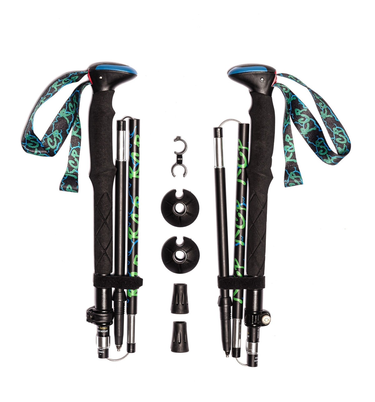 River Country Gear 100% Carbon Fiber Folding Trekking Poles – 7.4 oz/pole, 15" Collapsed, 110cm+ Adjustable