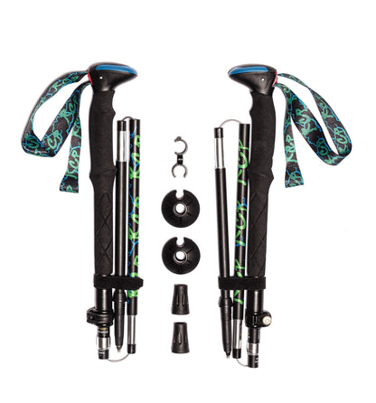 River Country Gear 100% Carbon Fiber Folding Trekking Poles – 7.4 oz/pole, 15" Collapsed, 110cm+ Adjustable