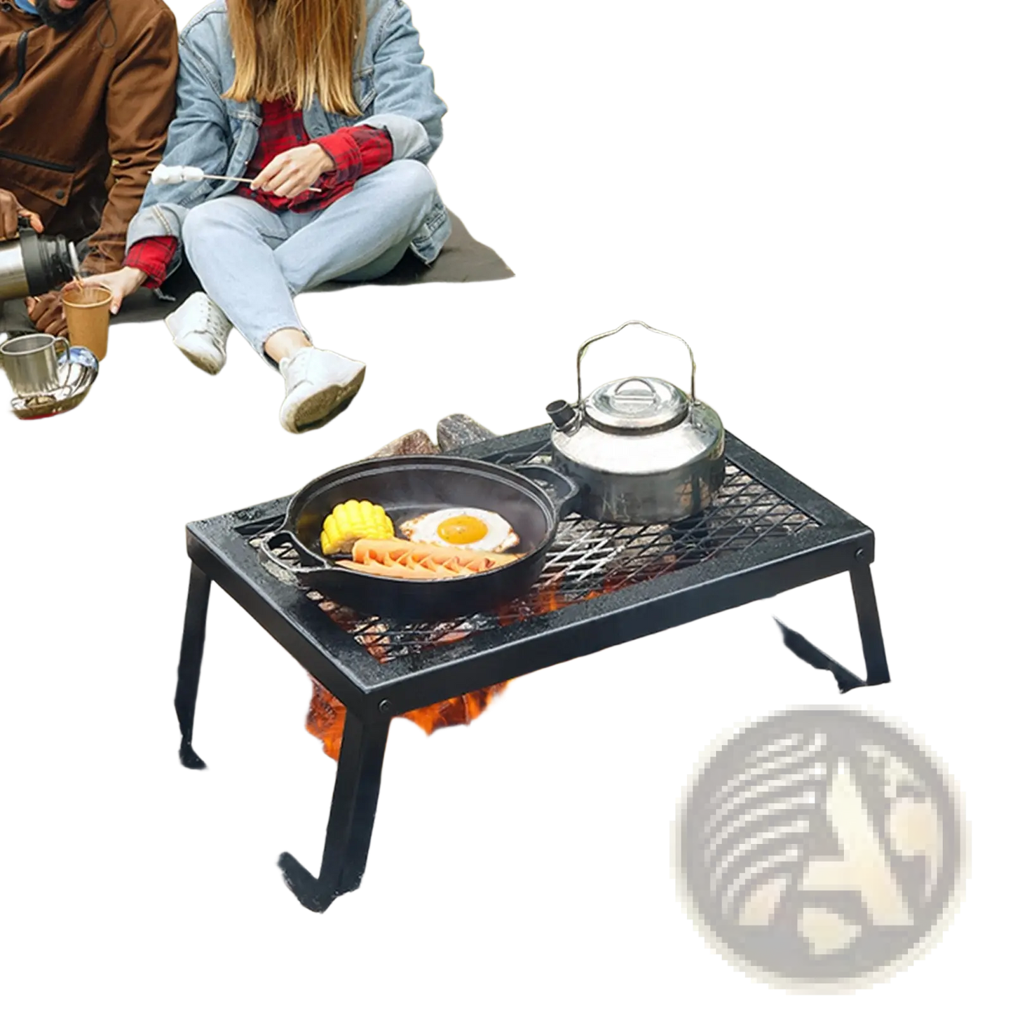 Folding Campfire Grill | 18" Heavy-Duty Steel Mesh Grate | Folds in 5 Seconds | Storage Bag Included