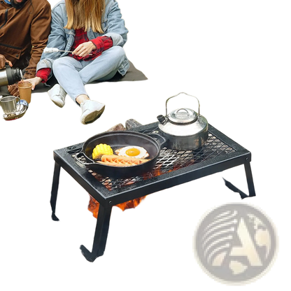 Folding Campfire Grill | 18" Heavy-Duty Steel Mesh Grate | Folds in 5 Seconds | Storage Bag Included