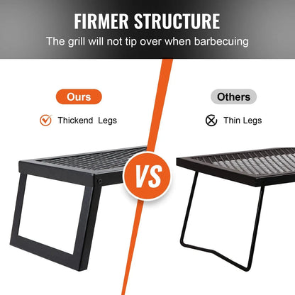 Folding Campfire Grill | 18" Heavy-Duty Steel Mesh Grate | Folds in 5 Seconds | Storage Bag Included
