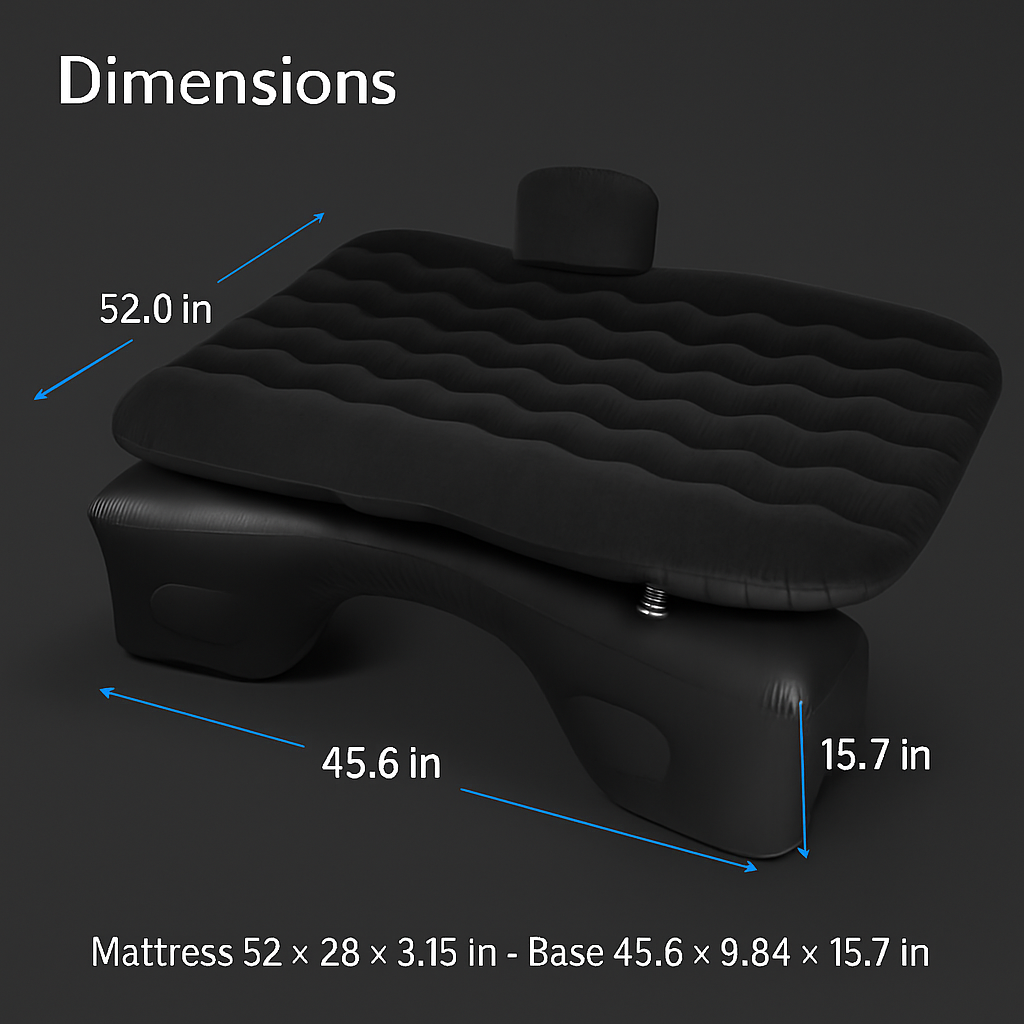 Car Air Mattress Bed | 440 lb Capacity | Pump, 2 Pillows & Carry Bag | LakeForest | Black/Grey/Blue