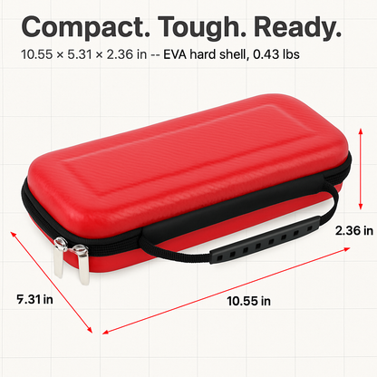 Nintendo Switch Carry Case | EVA Hard Shell | 10 Game Cards | Microfiber Interior | Black, Red or Blue