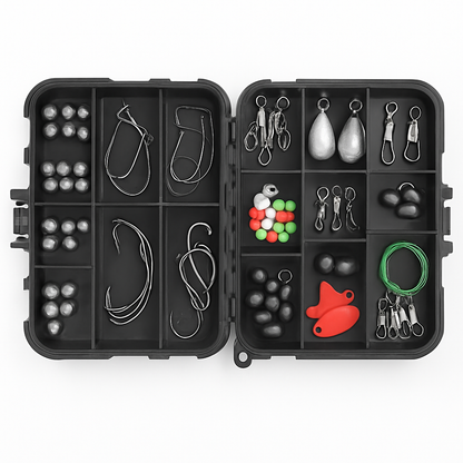 188-Piece Fishing Kit | Jig Hooks, Weights, Spoons & Swivels | Tackle Box | LakeForest