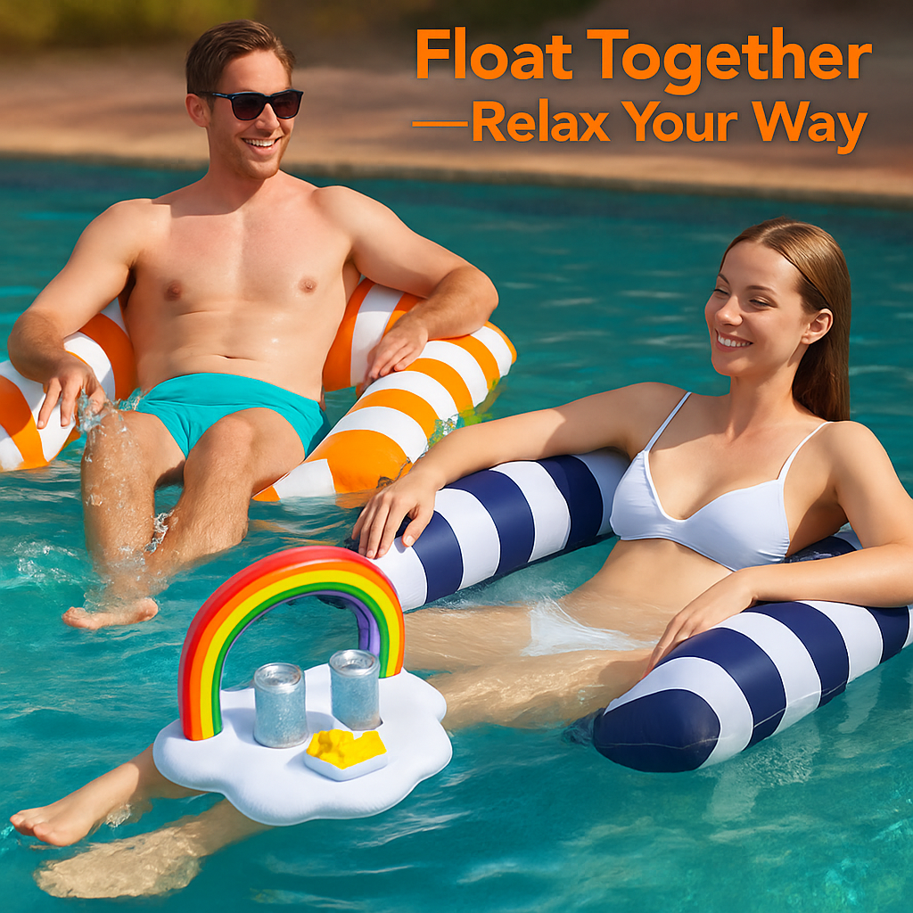 Inflatable Pool Floats for Adults with Drink & Snack Holders